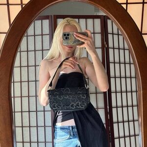 XOXO Black Heart-Print Shoulder Bag